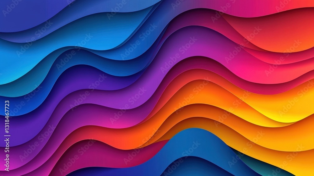 Poster vibrant abstract waves of color blending seamlessly, creating a dynamic visual experience