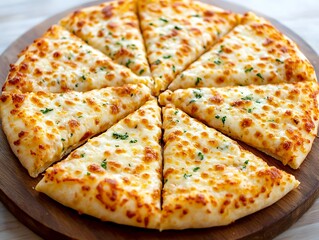 Cheese Pizza Slices on Wooden Board
