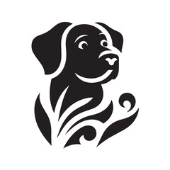 Fototapeta premium Detailed Black and White Silhouette of a Labrador Retriever Head