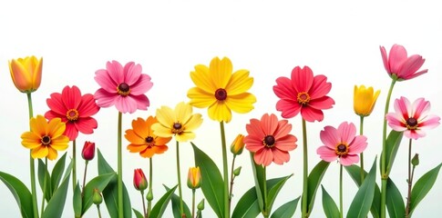 Sprays of flowers isolated on white background with soft focus effect, colorful, isolation, nature
