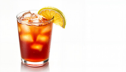 Refreshing rum punch on white background, summer enjoyment