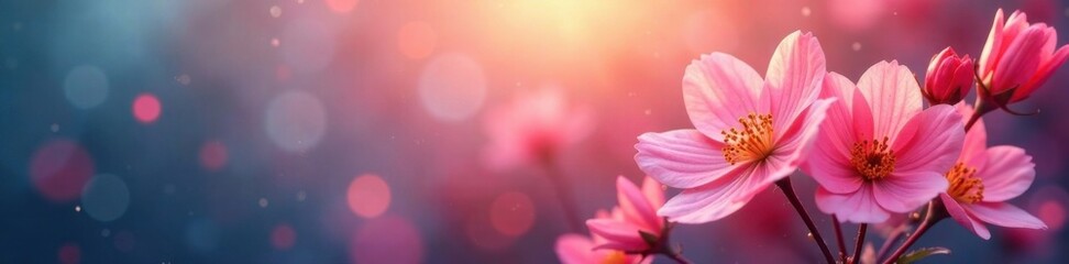 Naklejka premium Softly glowing flowers in a gradient background, blossom, , floral arrangement