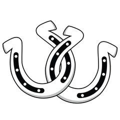 Double horseshoe vector illustration. Horseshoe clipart