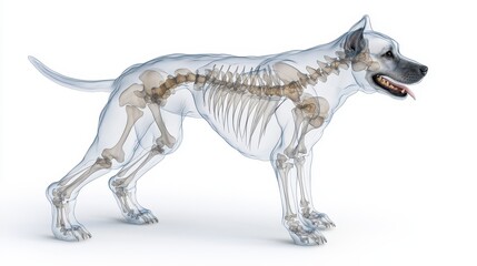 Fototapeta premium Dog Skeleton 3d Rendering On White Background