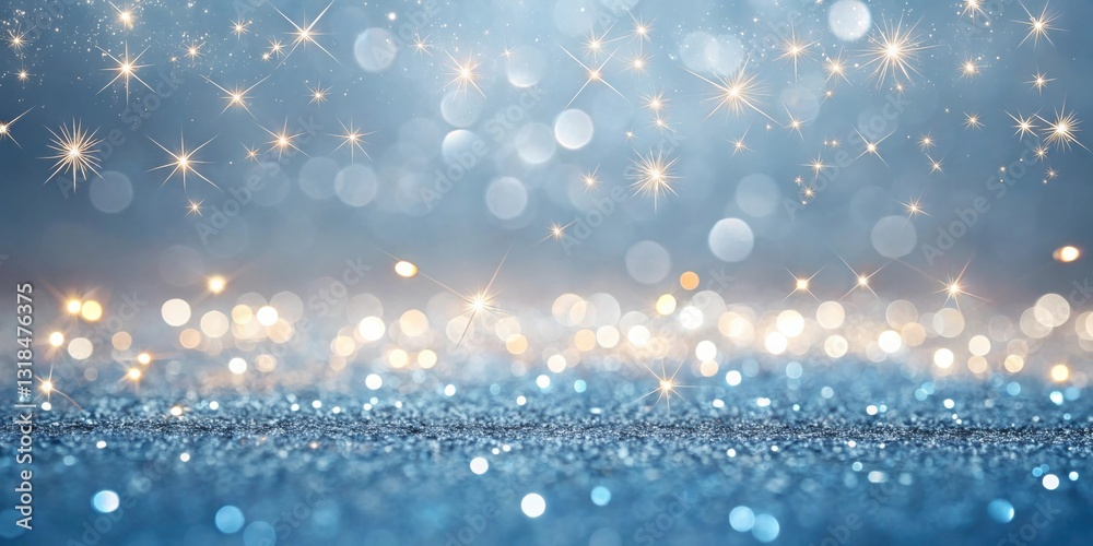 Leinwandbilder a shimmering blue background with sparkling stars and bokeh lights. the image conveys a sense of mag
