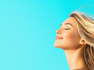 Basking in serenity woman embracing sunshine beachside portrait calm environment close-up perspective
