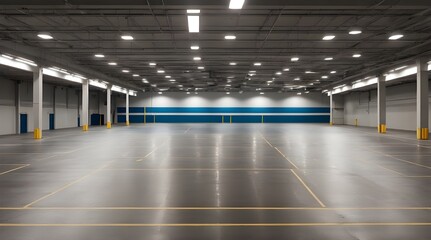 Spacious underground parking lot with clear yellow lines.generative.ai