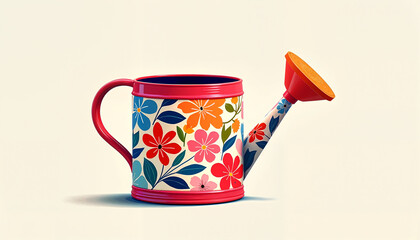 Red Floral Watering Can for Gardening