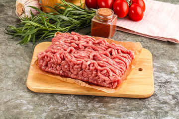 Raw uncooked red minced meat
