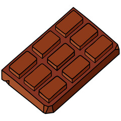 milk chocolate bar or call tablet with chipped corner and edge filled outline doodle