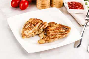 Grilled pork steak with sauce