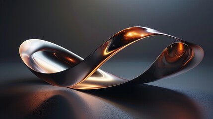Abstract Metallic Sculpture with Intricate Curves and Reflective Surfaces