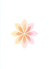 Fototapeta premium A flat vector logo of a cute flower, birds eye view, in a simple minimalist style, on a white background, with no shadows, using pastel colors 
