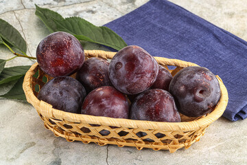 Ripe sweet tasty blue plum