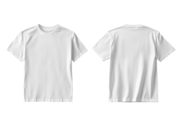 Blank white t-shirt mockup, front and back view, studio shot