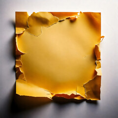 sticky note with a torn edge, revealing a hidden message underneath, on a white background