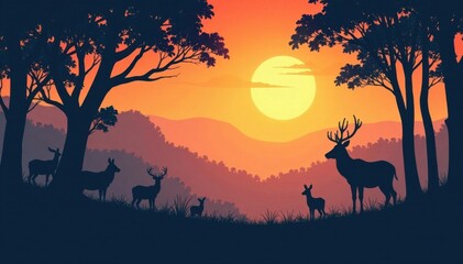 Wildlife Silhouette in Forest Landscape, animals, animal, leaf