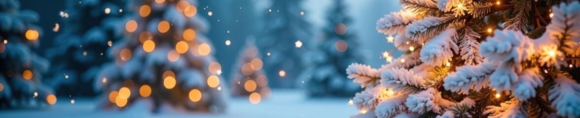 Sparkling garlands on white Christmas tree with snowflakes,, Wreath On Tree, Garlands On Tree