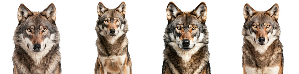 Powerful and Captivating Pack of Timber Wolves in Wilderness Portrait Scene  Majestic and Formidable Gray Wolves in Natural Forest Habitat Environment