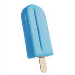 Bright blue popsicle isolated on a bright white background