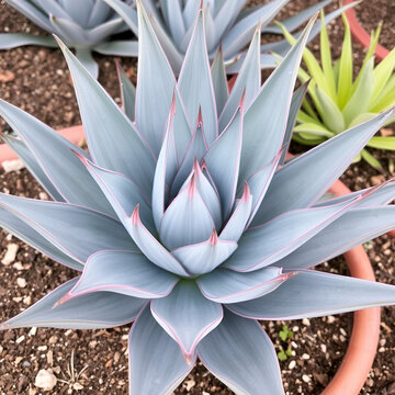 Uma planta chamada "Agave", fotografada de cima. Agave Angustifolia - Piteira do Caribe.