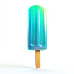 Bright cyan popsicle isolated on a bright white background