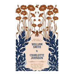 vector vintage items: label art nouveau	
