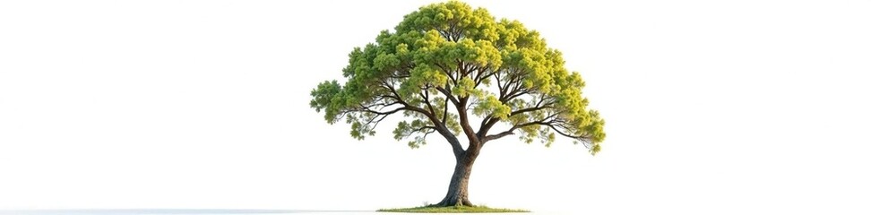 Fototapeta premium Isolated tree on white background with branches stretching upwards, branch, foliage