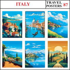 Italy Sicily Venice Lake Iseo Travel Poster Wall Art Print Collection Set Part 87