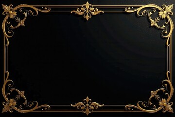 Elegant black and gold luxury VIP invitation background with ornate design elements and shimmering details , black, luxury, ornamentation