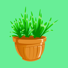 flat illustration of green plants with pots