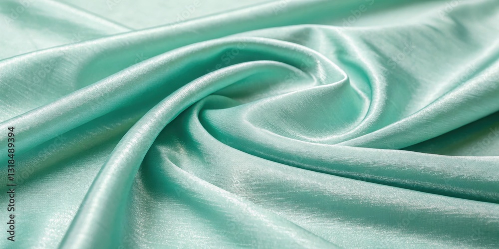 Aufkleber a close-up view of delicate and flowing mint-green fabric, its soft texture and gentle drape creatin