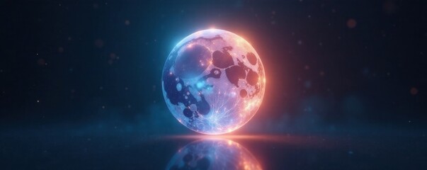 Fototapeta premium Ethereal sphere of light suspended in darkness, radiating gentle glow, glow, luminescent