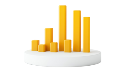 a set of vertical yellow bars representing data isolated on white background