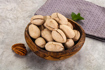 Crunchy pecan nut in the bowl