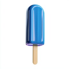 Bright indigo popsicle isolated on a bright white background