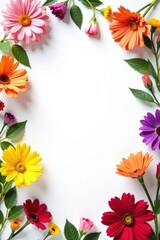 Fototapeta premium Floral arrangement with mixed flowers on white background, decoration, blooms, garden fresh
