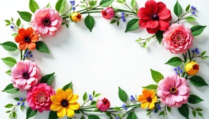 Floral wreath design with colorful flowers and greenery, floral, flowers