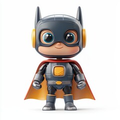 Adorable Superhero in a Robot-Themed Costume, isolated on clear white background