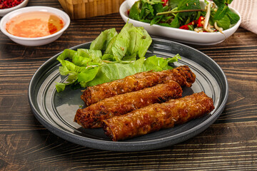 Fried Vietnamese spring roll with special sauce