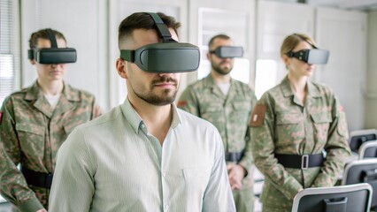 Fototapeta premium Virtual Reality Cybersecurity Training.