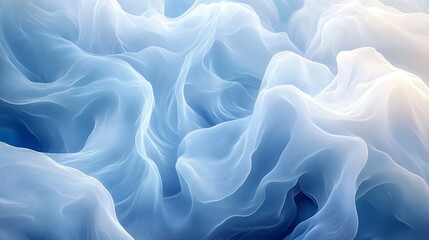 Obraz premium Traditional Chinese-inspired abstract wave patterns, fluid dynamic lines forming rippling layers, soft blue and white tones, textured with ink brush aesthetics,