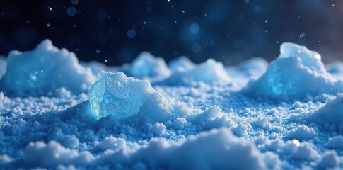 Glittering ice crystals in the vast emptiness, glitter, shine, empty