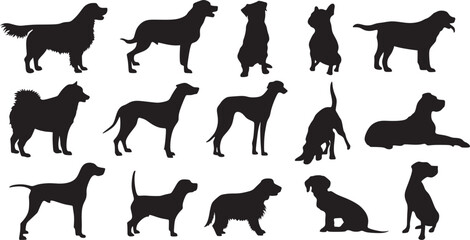 Dog Silhouettes images. Silhouette of dogs isolated on transparent background
