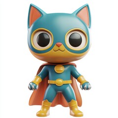 Fototapeta premium Tiny Superhero with a Cat-Themed Mask and Claws, isolated on clear white background