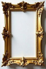 Golden Baroque scroll frame with ornate carvings and gilded edges, gold, luxury decor, baroque