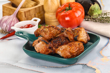 Grilled pork neck meat shashlik