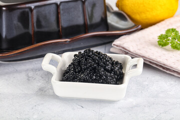 black sturgeon caviar in the bowl