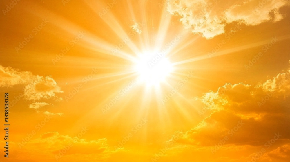 Aufkleber bright golden sunlight streams through scattered clouds, creating a dazzling display in the evening 