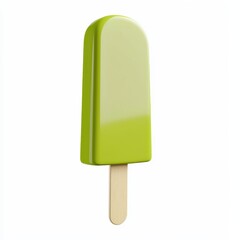 Bright green popsicle isolated on a bright white background